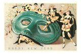 Harlequins with Giant Mask Photo