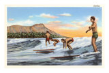 En surfant, Hawaï Poster