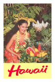 Hawaii, Hawaiian Woman with Fruit Photo