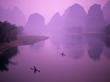 Fisherman on Raft in Li River, Yangshou, Guanxi, China Photographic Print by Charles Crust
