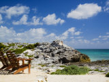 Chairs Overlooking the Caribbean Sea, Tulum, Quintana Roo, Mexico Photographic Print by Julie Eggers