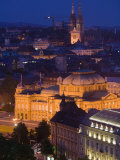 City and Croatian National Theater, Zagreb, Croatia Photographic Print by Walter Bibikow