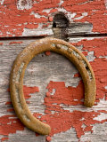 Rusty Horseshoe Hanging, Ponderosa Ranch, Seneca, Oregon, USA Photographic Print by Wendy Kaveney
