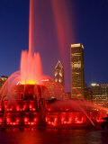 Buckingham Fountain illuminated at night, Chicago, Illinois, USA Photographic Print by Alan Klehr