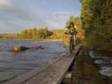 Mountain Biker along The Red Trail, Copper Harbor, Michigan, USA Photographic Print by Chuck Haney