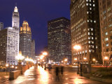 Wacker Drive and Skyline at night, Chicago, Illinois, USA Photographic Print by Alan Klehr