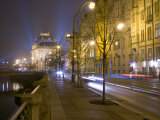 Boulevard along Vltava River and National Theatre, Prague, Czech Republic Photographic Print by Alan Klehr