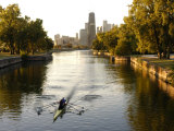 Rowers in Lincoln Park lagoon at dawn, Chicago, Illinois, USA Photographic Print by Alan Klehr