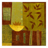 Gold Bowl with Nandina Leaves Giclee Print by Doris Mosler