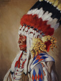 Portrait of Eagle Calf, a Native American Chief from Montana Photographic Print by W. Langdon Kihn