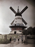 Children Pose in Front of Windmill Photographic Print by Gustav Heurlin