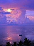 Sailboat Anchored in the Pacific Ocean at Sunset Off the Manado Coast Photographic Print by Greg Dale