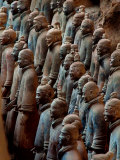 Ancient Soldier Statues Stand at Front of Terracotta Army Photographic Print by O. Louis Mazzatenta