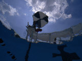 Lifeguard under Umbrella Seen from the Bottom of a Swimming Pool Photographic Print by Paul Sutherland