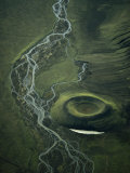 Aerial View of a Volcanic Crater and a Nearby River Photographie par Paul Chesley