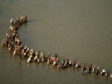 Women in Line with Baskets Fishing in Kosi Bay Photographie par Bobby Haas