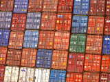 Containers Stacked Together at the Port of Singapore Authority Photographie par Eightfish 