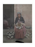 Portrait of a Hopi Indian Holding One of the Baskets She's Made Photographic Print by Franklin Price Knott