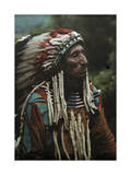 Portrait of a Flathead Chief Adorned in Strips of the Popular Ermine Photographic Print by Franklin Price Knott