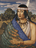 Pocahontas Wears a Turkey-Feather Robe Photographic Print by W. Langdon Kihn