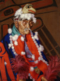 Niska Chief Wears an Eagle Headdress, Emblem of His Clan Photographic Print by W. Langdon Kihn