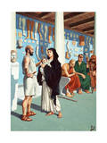 Hippocrates Advises a Woman and Child, Other Patients Wait Nearby Giclee Print by H.M. Herget