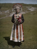 Norwegian Woman in Traditional Wedding Attire Photographic Print by Gustav Heurlin
