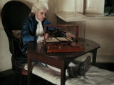 Reenacter Uses Two of Thomas Jefferson's Inventions Photographic Print by Edwin L. Wisherd
