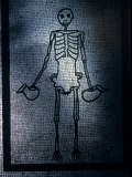 Skeleton Holds Wine Pitchers in This Ancient Mosaic from Pompeii Photographic Print by O. Louis Mazzatenta
