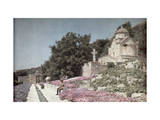 Man Sits on a Wall by a Garden Belonging to a Greek Orthodox Church Photographic Print by Wilhelm Tobien
