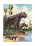 Six-Horned Uintatheres Thrived in Uinta County, Wyoming Photographic Print by Charles Knight
