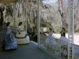 Women Stand on Antebellum Mansion's Porch Framed by Belgian Ironwork Photographic Print by Willard Culver