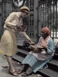 Woman Sitting on Stone Steps in the French Quarter, Sells Pralines Photographic Print by Edwin L. Wisherd