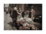 Open-Air Flower Stalls are Set Up Outside Aarhus's Cathedral Walls Photographic Print by Gustav Heurlin