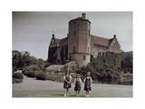 Three Swedish Girls Stand in the Gardens of Torup Castle Photographic Print by Gustav Heurlin