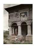 Two Children Sit Outside of a Church Decorated with Byzantine Art Photographic Print by Wilhelm Tobien