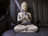 Serene Buddha Sculpture in a Car,Strapped in by a Seatbelt Photographic Print by White & Petteway 