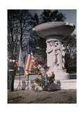 Marine Blows His Horn Next to a Fountain Honoring Admiral Dupont Photographic Print by Edwin L. Wisherd