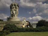 Women Linger Beside a Memorial to John Ericsson Photographic Print by Ernest J. Cottrell