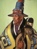 Head Chief of the Tlingit Holds Killer-Whale Staff of Office Photographic Print by W. Langdon Kihn