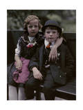 Austrian Children Pose in their Traditional Attire Photographic Print by Hans Hildenbrand