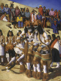 This Painting Shows a Hopi Priest Dancing to Bring Rain Photographic Print by W. Langdon Kihn