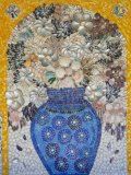 Mosaic of Flower Vase Made from Seashells and Mosaic Stones Photographic Print by Keenpress 