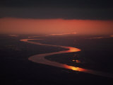 Twilight View of a Meandering River in Asia, at Sunset Photographie par Paul Chesley