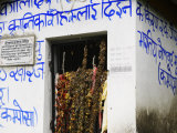 Blue Sanskrit Writing on House Photographic Print by Keenpress 