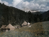 Campsite Is Set Up in an Alpine Meadow at Muli Photographic Print by Dr. Joseph F. Rock