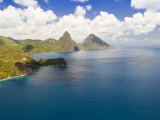 Aerial View of Gros Piton and Petite Piton, Icons of Saint Lucia Photographic Print by James Forte