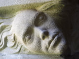 Stone Carving of a Face at the Iona Monastery, Inner Hebrides Photographic Print by Keenpress 