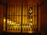 Ornate Iron Gate and Stained Glass Window Photographie par Paul Chesley