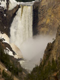 Waterfall Cascading Down a Cliff into the Yellowstone River Below Photographie par William Allen